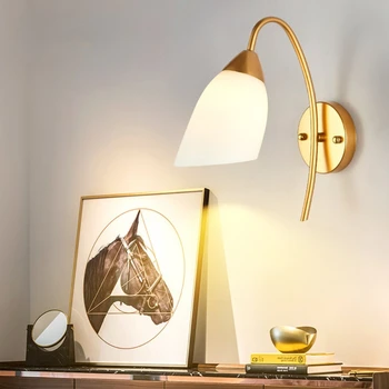 Монтиран на стената лампа, с регулируема яркост, бял, с монтиран на стената лампа, Промишлен Ретро стенен лампа за четене в спалнята