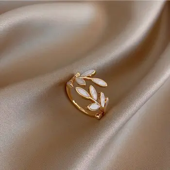Нови Луксозни открити пръстени във формата на листа и клони за жени, от Корейска страна, Елегантен пръстен на пръста си, Минималистичные Необичайни бижута за момичета, подаръци