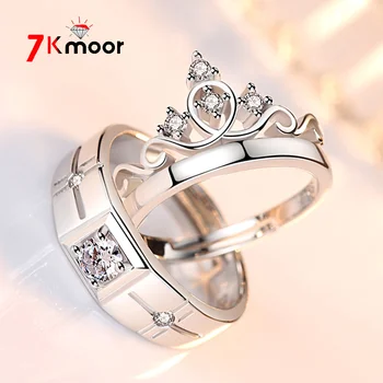 нови модни бижута сребърен цвят, трупно пръстен за жени, мъже, годеж, короната на годишнина от сватбата, открит регулируема бижута подарък