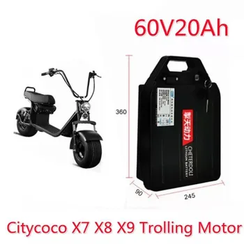 Оригинален 60 В 20ah Електрически мотоциклет Водоустойчива Литиева батерия 18650 Клетка 300-1800 Вата се използва за Citycoco Скутер под Наем X7 X8 X9