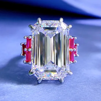 Пролетта Qiaoer От сребро 925 проба Изумрудени диаманти 30 карат С Имитация на Скъпоценен камък Муассанит Сватбена Годежен пръстен, Фини Бижута