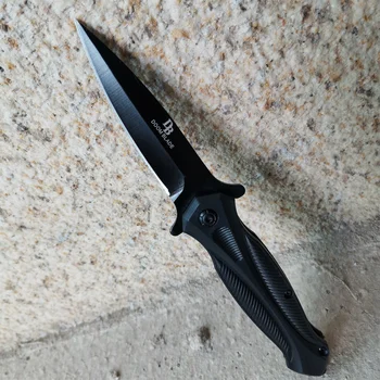 Сгъваем Джобен нож С Острия нож от стомана 5Cr13 С покритие от черен оксид, Нескользящая дръжка С модел За Оцеляване в нощуване на открито