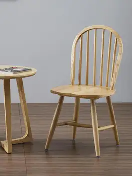 Скандинавски дървена Уиндзор стол, Домашен Творчески маса за хранене, стол, Японски стил, на Дървена табуретка с Павлином, Ясеневый стол за бар и кафене