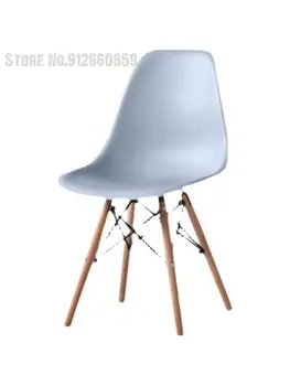 Скандинавски стол с пластмасова облегалка, домашен стол за хранене от масивно дърво, чист червен офис маса, стол за почивка, преговори, столче за грим