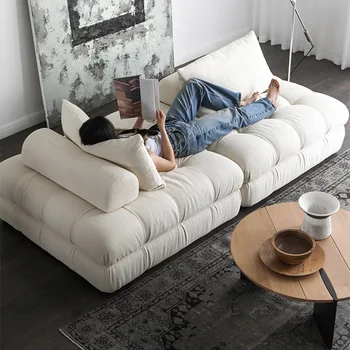 Скандинавски френски Ретро диван от комбинирана тъкан с тих модул, Млечно домакински модулни мебели