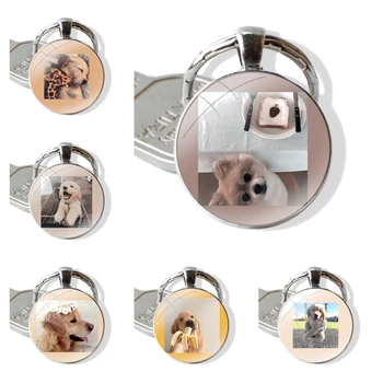 Стъклена дрънкулка с кабошоном, ключодържатели ключодържател ръчна изработка, Модерен, креативен дизайн, Мультяшная сладко куче Kawai