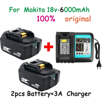 Със Зарядно устройство BL1860 Акумулаторна Батерия 18 V 6000 mAh Литиево-йонна за Makita 18v Батерия 6ah BL1840 BL1850 BL1830 BL1860B LXT400