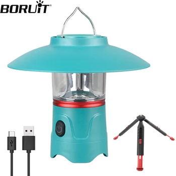 Фенер BORUiT за къмпинг, която се презарежда чрез USB, 3 режима на осветление, Мултифункционален фенер за къмпинг, уличен led фенерче, за да проверите за палаточного лагери