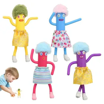 Фигурки на кукли, за момчетата, 4 бр., Танцуващ герой-кренвирш, Плюшени игра комплект, подходящ за деца, колекция от бижута