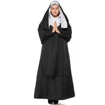 Хелоуин Cosplay Средновековен костюм на католическата монахиня Мария Карнавал Църква Религиозен манастир Необичайно премяна