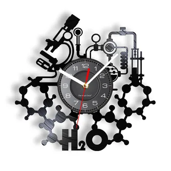 Химични Експерименти Стенни часовници Украса научна лаборатория Повтарящи се елементи на Десктоп изкуство Ретро Vinyl Плоча Стенни часовници
