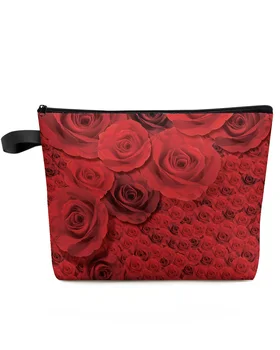 Цвете растение Роза, Женски козметични чанти, Чанти, Дамски чанта за съхранение с цип, Женски Малки Пътни чанти