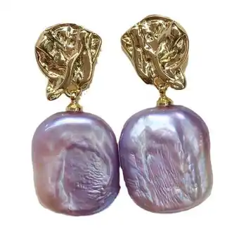Цветен медальон от естествени сладководни перли в стил барок, обеци с 18 карата, Красиви бижута, Модни дамски подаръчни аксесоари, ухото на куката-карамфили, направи си сам