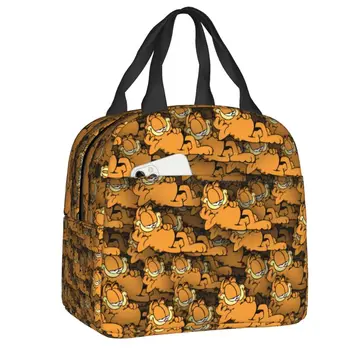 Чанта за обяд с анимационни котка Garfields, женски Преносими Контейнери за обяд, за къмпинг, за пътуване, Кутия за съхранение на продукти