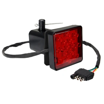 Червено 15 светодиоди 2-инчов ремарке за прицепного устройства, покриване на приемника за теглене, стоп-сигнал с щифт 12V