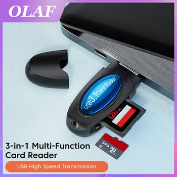 Четец на карти OTG USB3.1 2 in1 Super Speed Read Data Transfer Adapter Устройство за четене на карти памет TF/SD За преносими компютри, таблети, аксесоари за мобилни телефони
