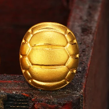 Чисто 24-КАРАТОВО 3D Жълто Злато Женски Мъжки Медальон от мъниста под формата на черупки на костенурки 0,7-0,9 г 10,5*6 мм