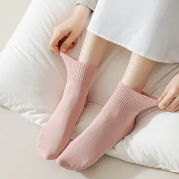 Чорапи без костилка, Летни дишащи къси чорапи от чист памук за момичета, абсорбиращи потта, Японски студентски чорапи, обикновен дамски чорапи