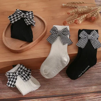 Чорапи За малки момичета С големи Панделки, Дишащи Къси Чорапи За новородени Момичета, Отворени Памучни Чорапи на Принцеси за деца от 0 до 3 години
