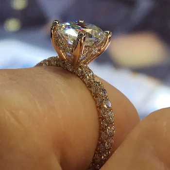 Луксозно брендовое годежен пръстен с 4 нокти За Младоженци, Нови Модни Блестящи Кристали, Годежни пръстени За жени, Класически бижута за пръстите, подаръци
