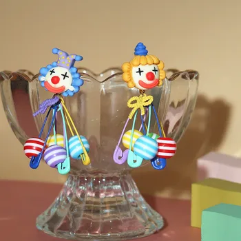 Модерни Обеци с цирковым клоун за жени, забавен дизайн, мультяшные обеци-карамфил от смоли, цветни бижута за подарък
